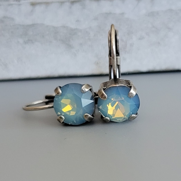 Austrian Crystal Earrings in Antique Silver - Picture 1 of 9